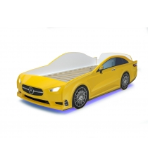 Кровать машина Mercedes с подсветкой фар дна и колесами Yellow